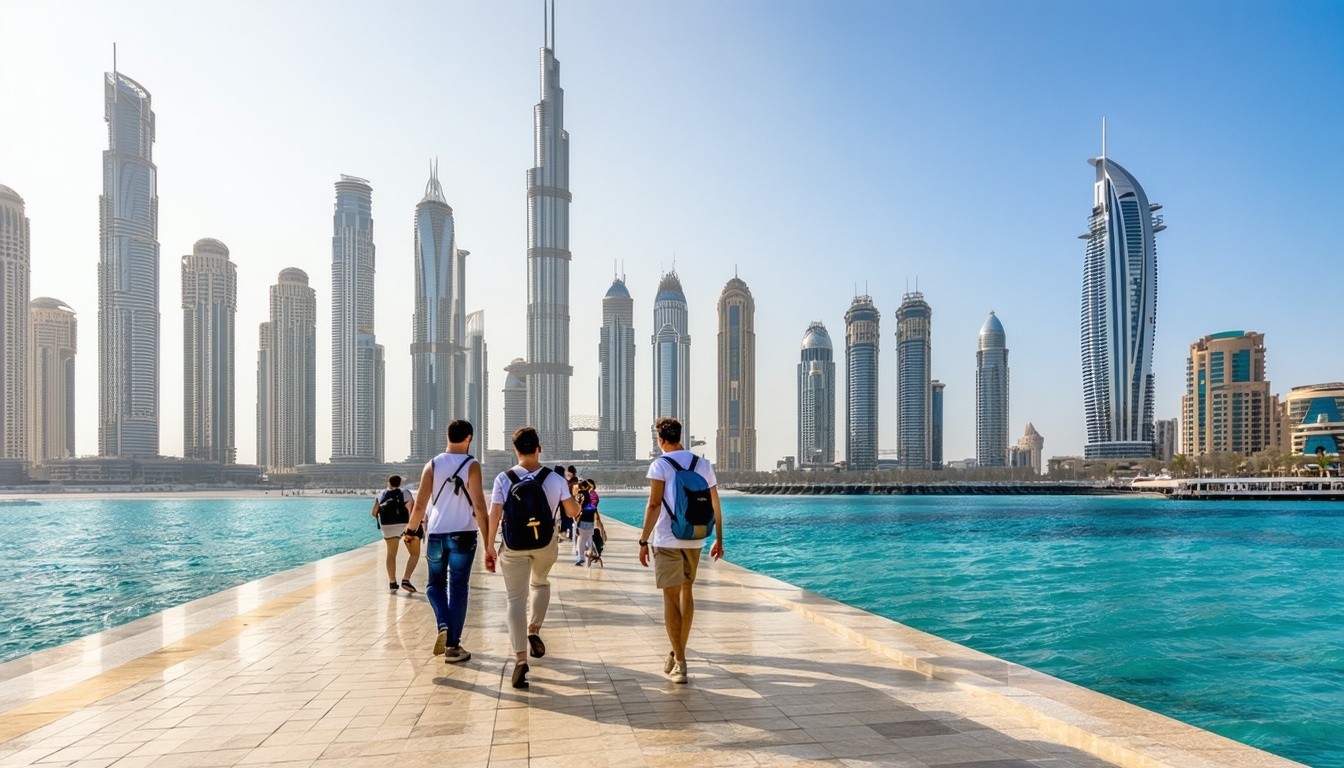 Tourists exploring Dubai landmarks